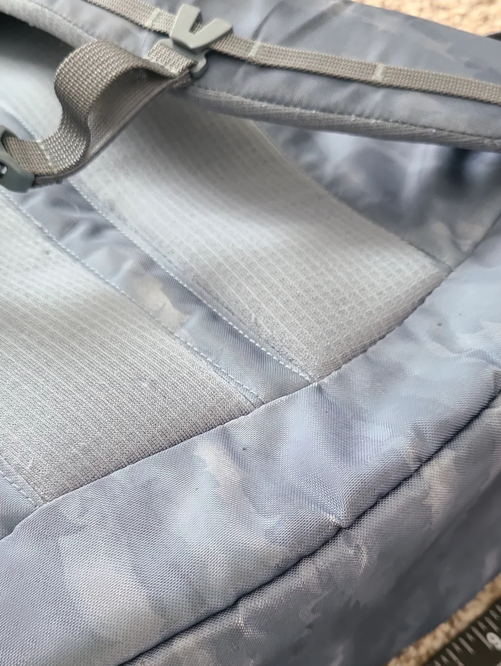 Patagonia Light Blue Camouflage Men's Backpack with Bungee Front